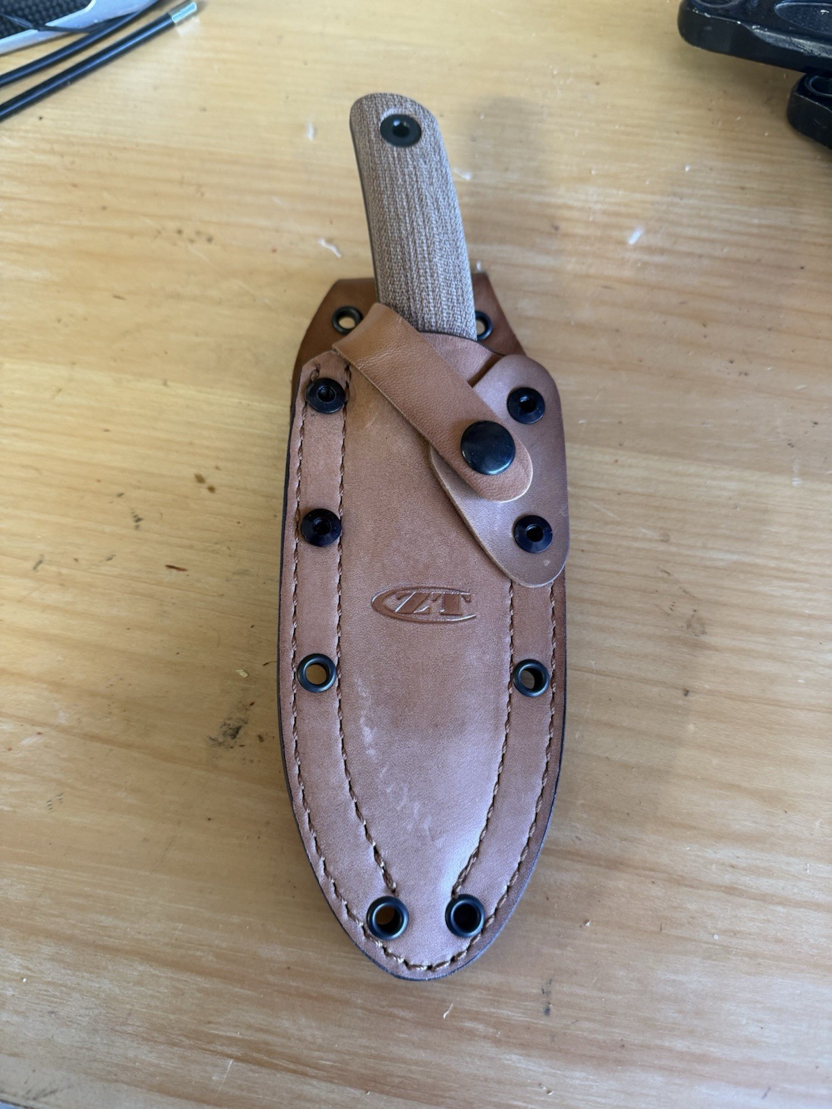 Zero Tolerance 0004 Fixed Blade Knife Micrata w/ ZT Leather Sheath