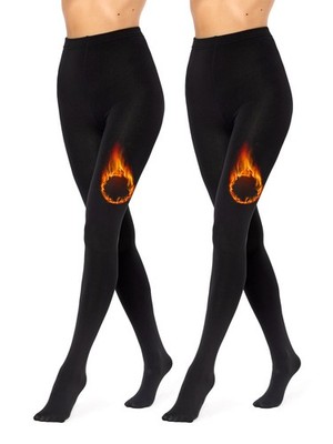 2er Pack Strumpfhosen Damen Winter Wärme Tights Gefütterte MS-ATX-442