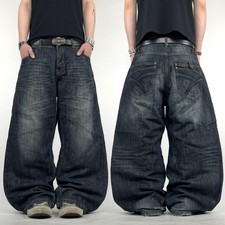 Vintage y2k cyber embroidered archive baggy wide leg grunge skater jeans