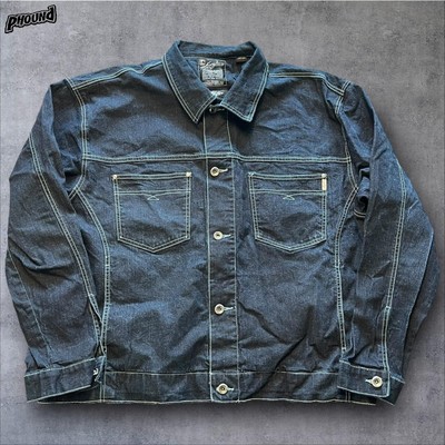 Vintage Kani Jeans Jacket Mens 2XL Blue Denim Trucker Contrast Stitching 90s