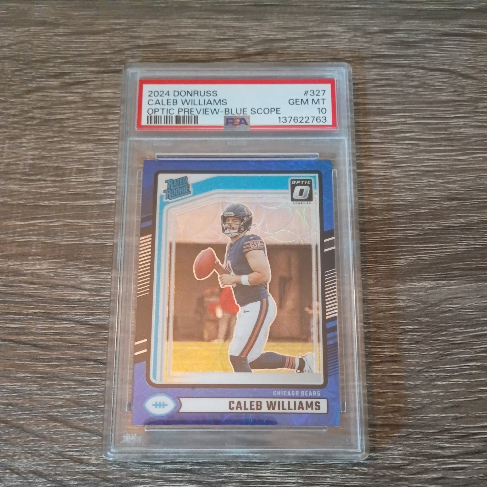 Caleb Williams Panini Donruss #327 Optic Preview-Blue Scope