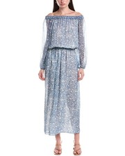 Max Mara Enza Silk Maxi Dress Women's Blue 8