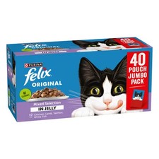 Felix Cat Wet Food Pouches 40 x 85g – Complete Balanced Meal in Jelly 5.93 per kilo