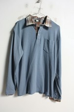 Catamaran Mens Check Collar Button Neck Sweater - Blue - Size Medium (i79) 