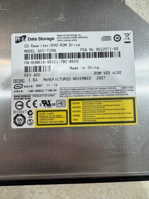 HL Data Storage GCC-T10N Slim SATA Laptop CD-RW DVD-ROM Drive Silver 24x