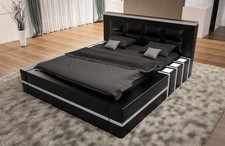 Set completo letto ad acqua doppio nero illuminazione letto completo ASTI ecopelle