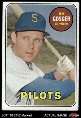 1969 Topps #482 Jim Gosger Yellow Name Pilots COMMON VARIATION 1 - POOR