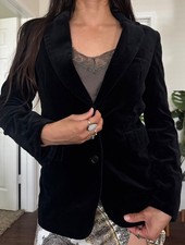 Vtg Whimsigoth Black Velvet Womens Blazer Classic Fit Sz 7/8 Goth Dark Academia