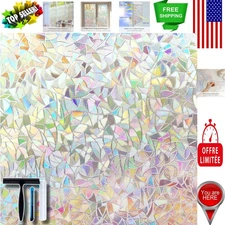 Static Cling Rainbow Window Film for Privacy & Heat Control - 17.5 x 78.7 Inches