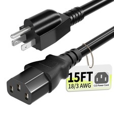 Tripp Lite 15ft Power Extension Cord 18AWG 10A C14 To C13 Computer Cable