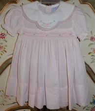 NWT Vintage Petit Ami 24 mo baby girl pink striped smocked embroidery dress