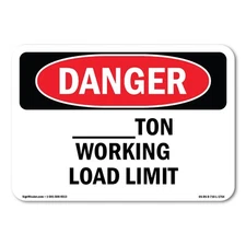 Custom -Ton Working Load Limit ANSI Danger Sign Metal Plastic Decal