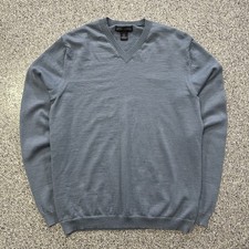 Banana Republic Sweater Mens M V Neck Extra Fine Italian Merino Wool Light Blue