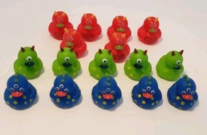 Lot of 16 Mini Monster Rubber Ducks for Jeeps or Bathtime