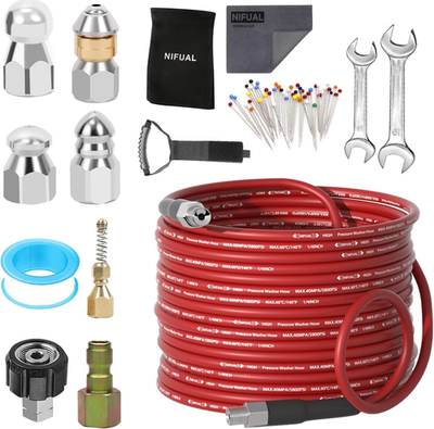 #ad NIFUAL Sewer Jetter Kit for Pressure Washer150Ft 5800PSI Pressure Drain Cleaner $107.62