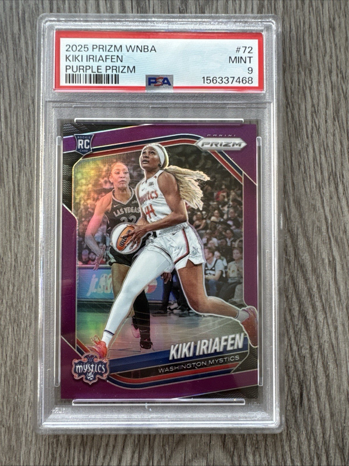2025 Panini WNBA Prizm Basketball KIKI IRIAFEN Purple Rookie /149 Mystics PSA 9