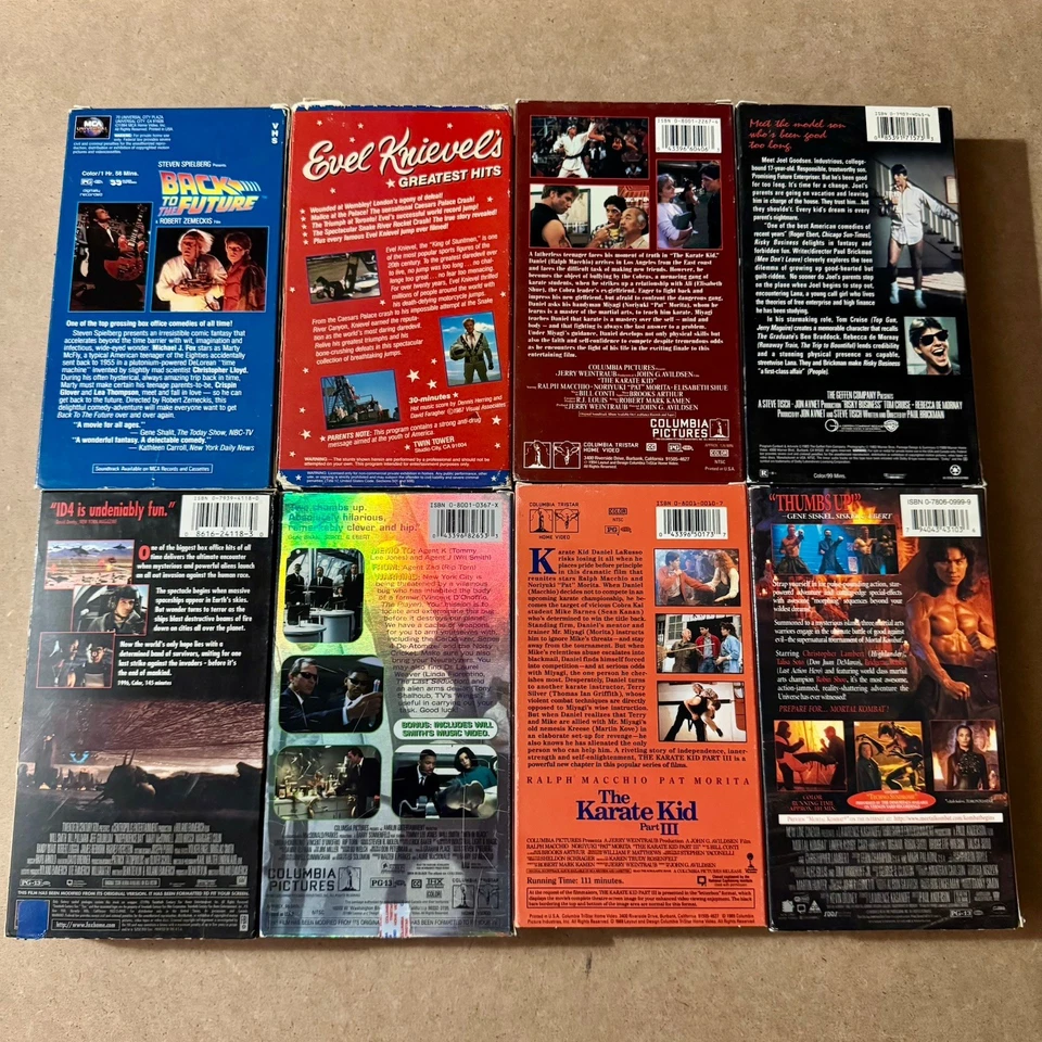 Lot Of 8 Vintage VHS Back To The Future Mortal Kombat Karate Kid Men In Black Foto 3 de 4