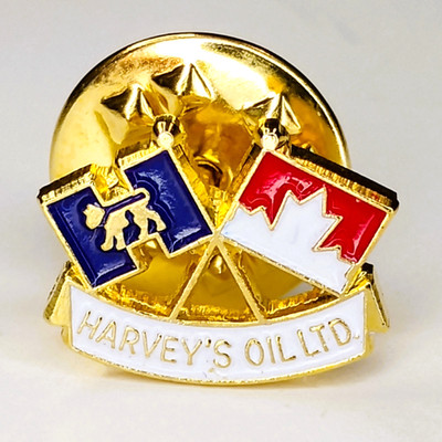 Harvey's Oil Ltd Lapel Pin - Petro Canada Partner Flag - NFLD Newfoundland RARE