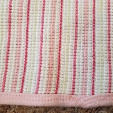 GERBER Thermal 100% Cotton Waffle Weave Pink White Stripe Security Baby Blanket