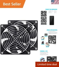 High Air Flow 120mm Fan 2-Pack - DC 12V, Quiet & Effective Cooling Solution