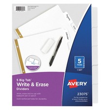 AVERY 6XVX4 PK 48 Index Tabs,5 Tabs,White 6XVX4