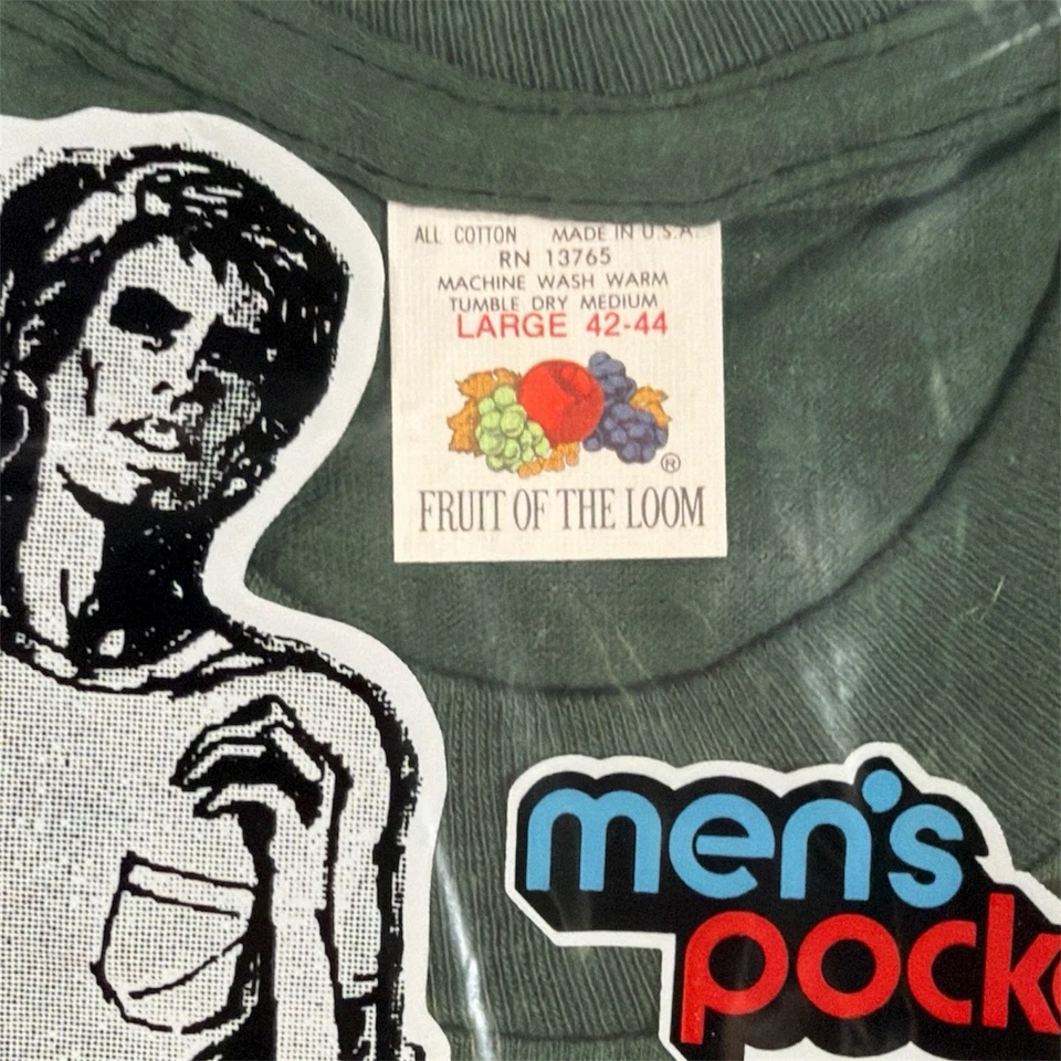 Camiseta De Colección Años 70 80 Fruta del Telar Bolsillo Para Hombre Grande Verde Nueva de Lote Antiguo Sellada Foto 2 de 3