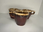 3 Vintage Hull Pottery Brown Drip Glaze Coffee Mugs Cup Oven Proof Made in USA