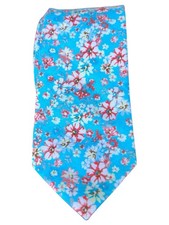 Stafford Tie Cotton Aqua Blue Floral 57.5x3  