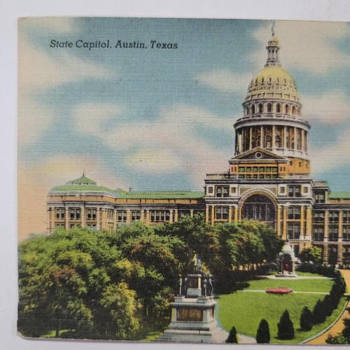 Postal de lino vintage con matasellos 1947 State Capital Austin Texas TX - Imagen 2 de 6