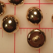 20 Vintage SHINY Light Gold Color Metal Shank Button 3/4" Round Hollow Half Dome