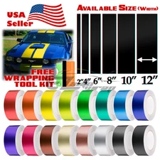 Satin Chrome Metallic Matte Racing Stripes Vinyl Wrap Rally Sticker 10/20 Long