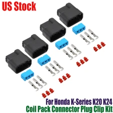 4pcs For Honda K-Series K20 K24 3-Pin Ignition Coil Pack Connector Plug Clip Kit