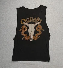 Vintage Outlaws 1988-89 Tour T-Shirt XL Cut Off,  Bull Skull, Rattle Snakes