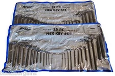 2 ATE PRO 25pc HEX KEY ALLEN WRENCH SETS LONG & SHORT ARM SAE AND METRIC 41065