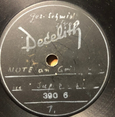 RRG RUNDFUNK Note der RR Eigenaufnahmen  ORIGINALPLATTE Decelith Tondokument