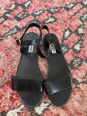 Steve Madden Black Leather Flats Size