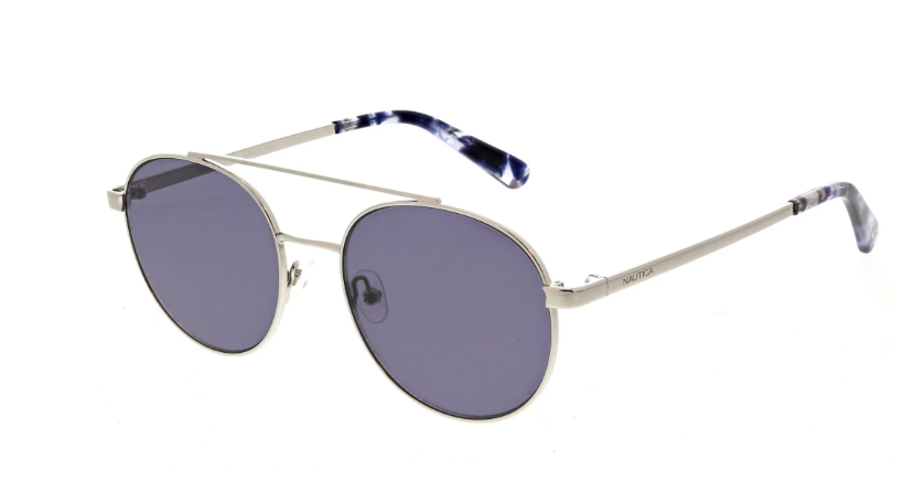 Nautica Women's NLS6012 WM Rx'able Silver Round Aviator Sunglasses 53-18-140