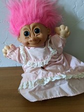 Get Well Soon Gown 12" Plush Troll Doll Pink Hair Blue Eyes Russ Berrie China