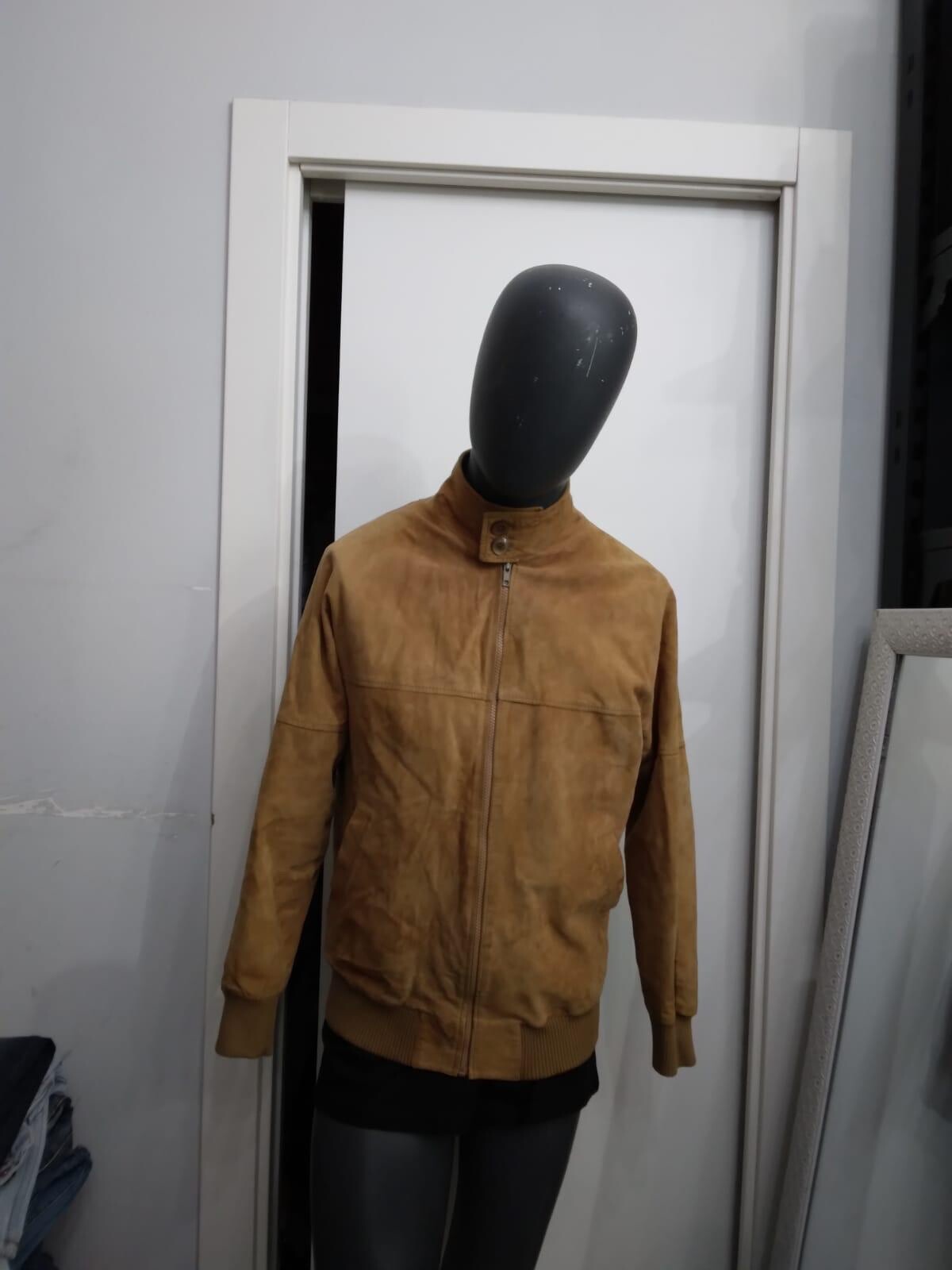 Real Leather Jacket Genuine Leather Used Man Size L Camel XYC922L