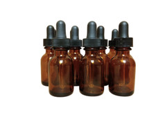 20 ml 2/3 oz AMBER Glass Boston Round Style Bottles w/Caps 6-12-25-50 count 