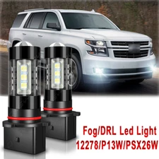 2x P13W PSX26W 6000K White LED Fog Light Bulbs for Chevy Tahoe Surban 2015-2019
