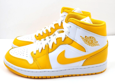 WMNS Nike Air Jordan 1 Mid White University Gold Yellow WMNS Nike Air Jordan 1 Mid White University Gold Yellow