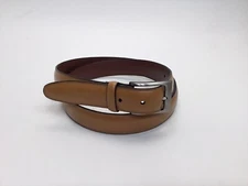 Perry Ellis Portfolio Men's Leather Dress Belt-Color:Tan-Size:42