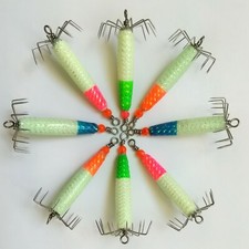 8x West/East Coast Squid Jig - 2/3 oz with 4 color, super glow in dark, WA/MA/FL