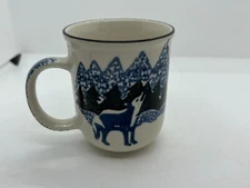 Folk Craft by Tienshan Blue Wolf Stoneware Mug - Very Good Condition