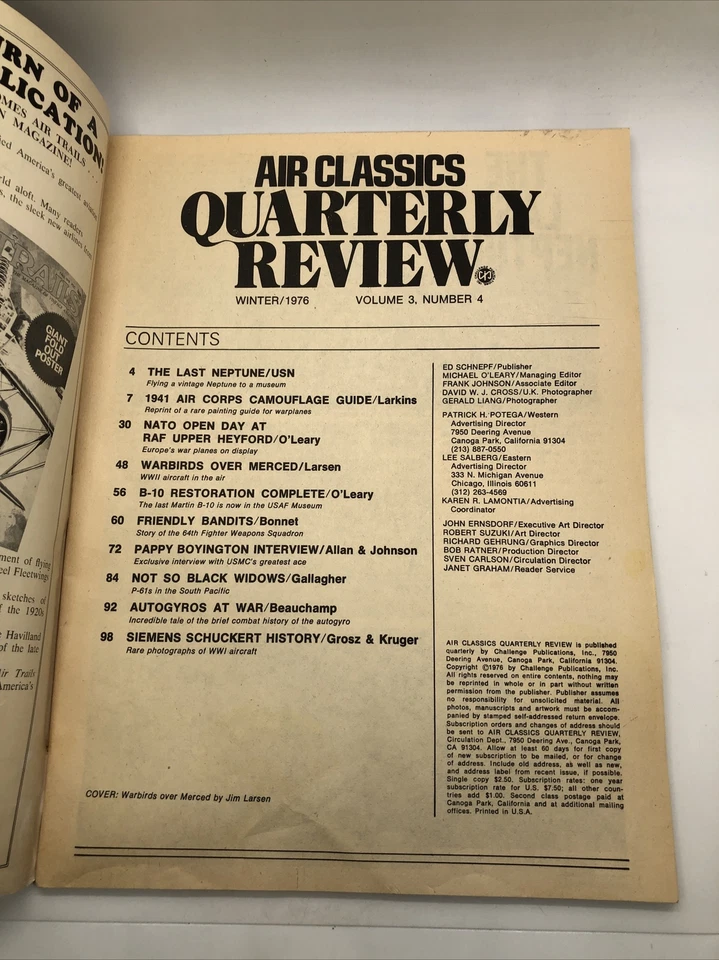 Air Classics Quarterly Review Magazine Winter 1976 Foto 2 de 4