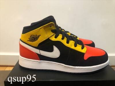 black yellow and orange jordan 1