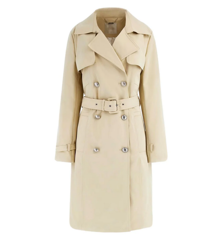 Trench Coat Guess Verde Oliva Scuro - Taglia L - Misto Lana Con Fodera Floreale In Raso - Foto 4