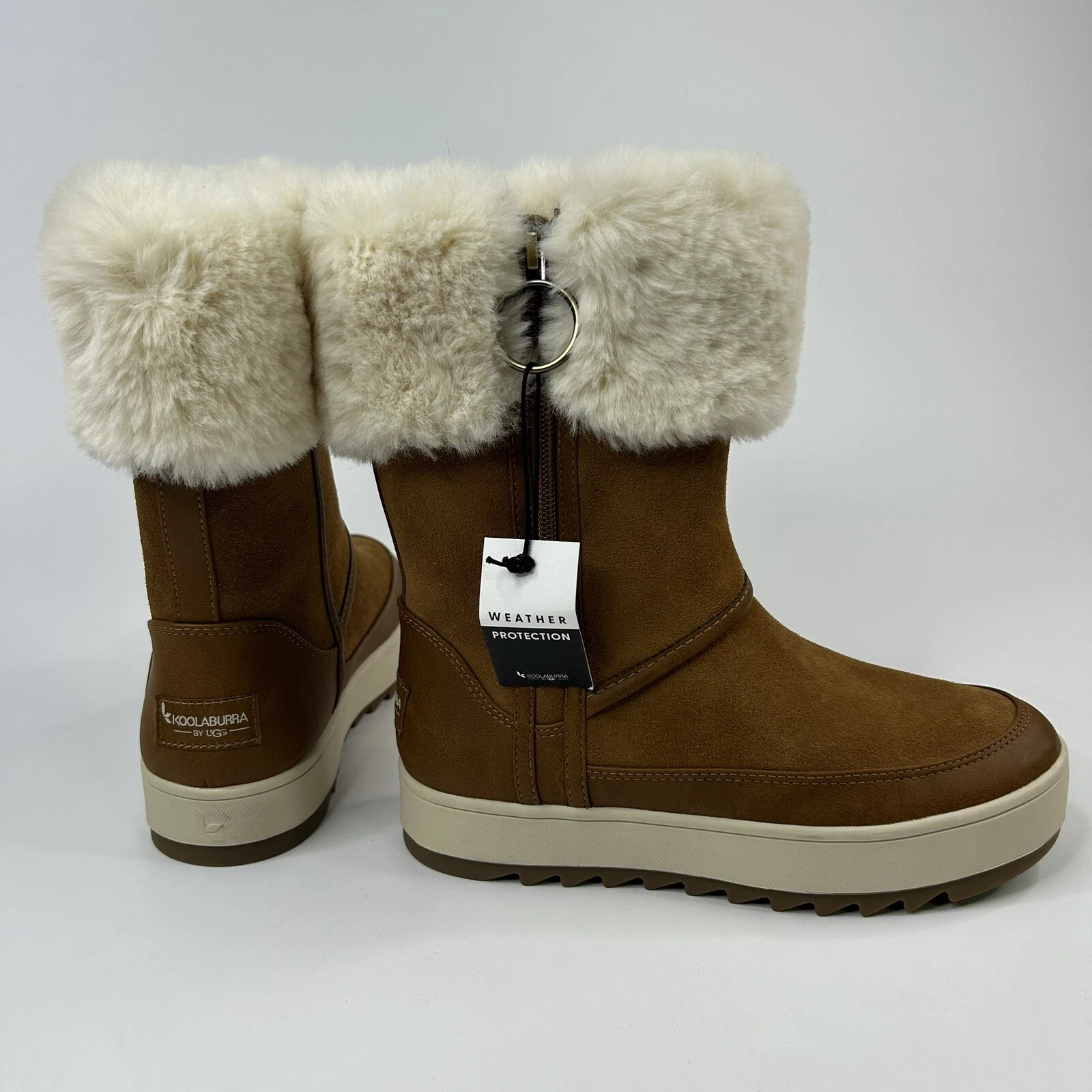 Stivali Koolaburra By Ugg Australia Tynlee stivaletti ecopelle pelle castagno 5 nuovi
