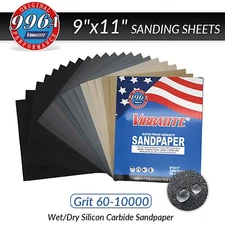 9"x11" SANDING SHEETS Wet/Dry Silicon Carbide Waterproof Sandpaper Grit 60-10000
